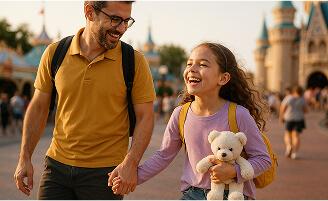 Pai e filha sorrindo